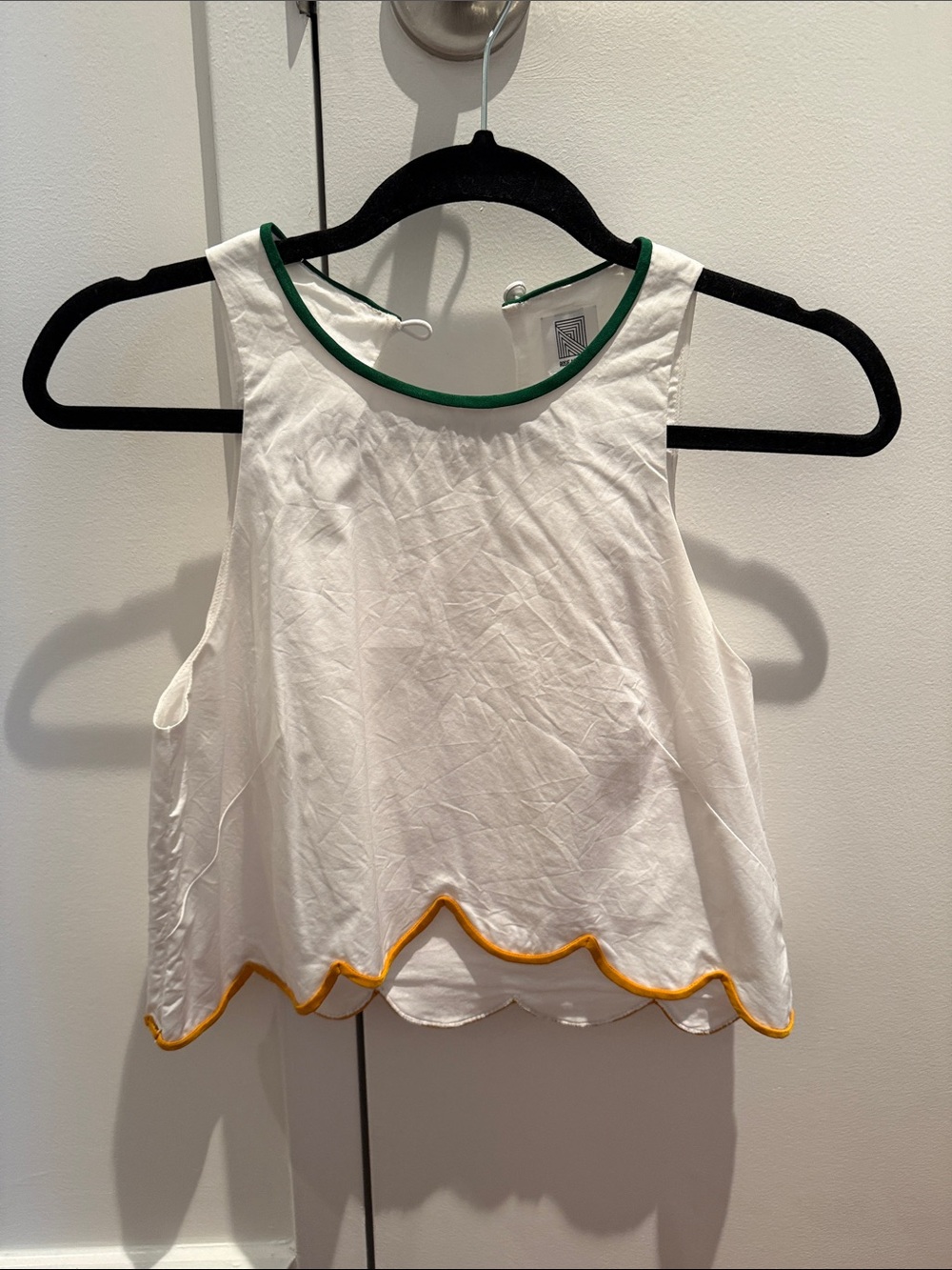Rosie Assoulin White Tank with Green Trim